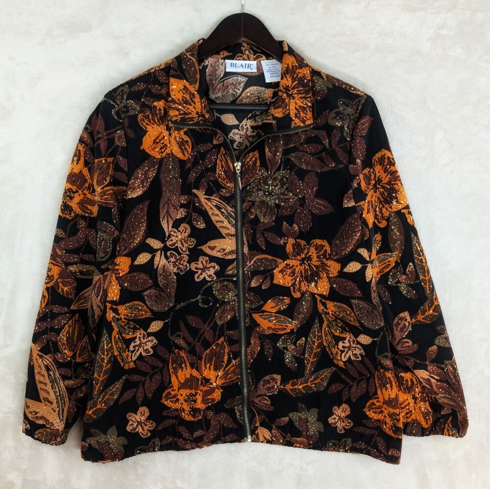 Vintage 90s Blair Botanical Zip Jacket Women's Med PT Goblincore Whimsigoth